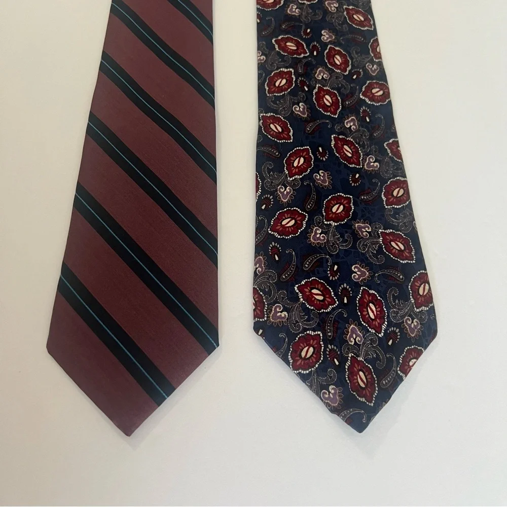 Christian Dior, All Silk, Made in USA,‎ Striped and Patterned Ties Set of 2